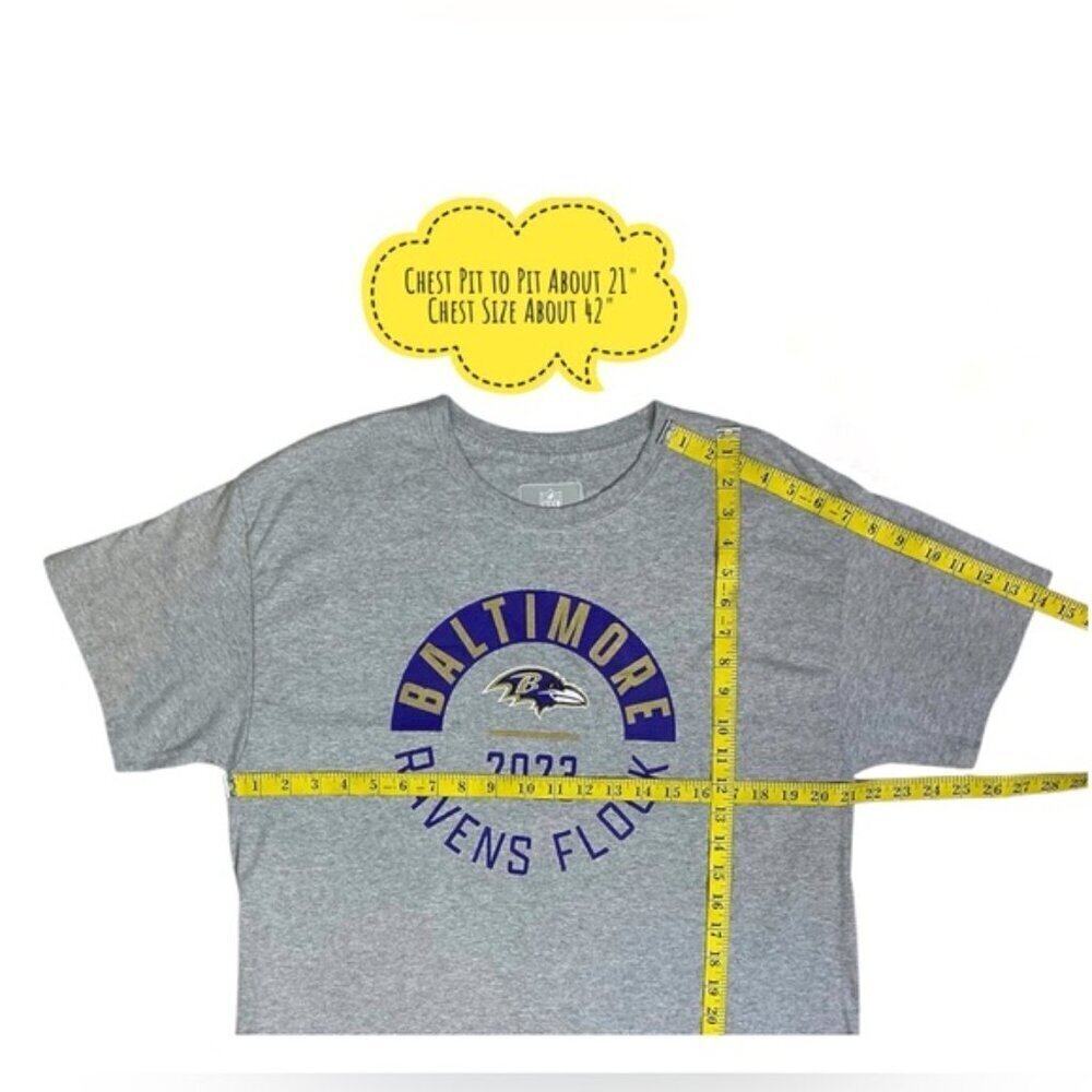 Baltimore Ravens T-Shirt Crew Neck Short Sleeve Gray T-Shirt Unisex Mens Large - Picture 6 of 16